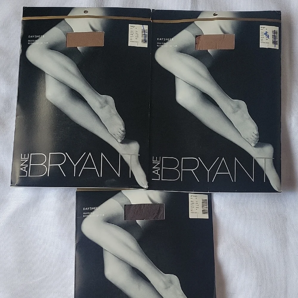 Lane Bryant Women's Daysheer Invisible Pantyhose Gray &Tan Bundle Of 3